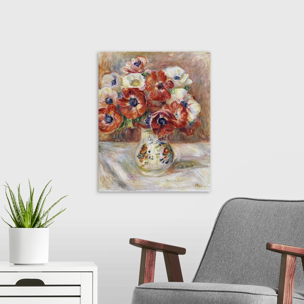 A modern room featuring Still Life With Anemones