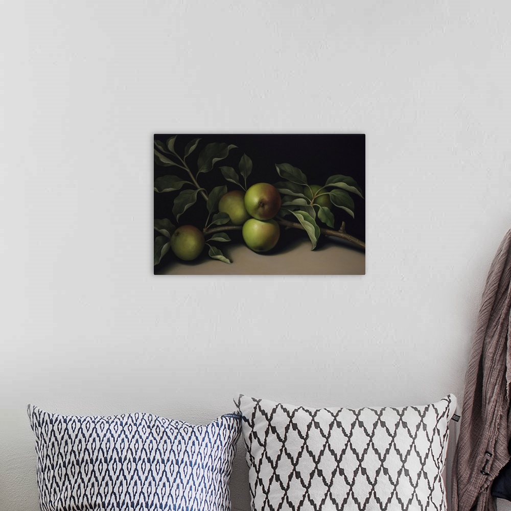 A bohemian room featuring Still Life With Apple Branch, 2018