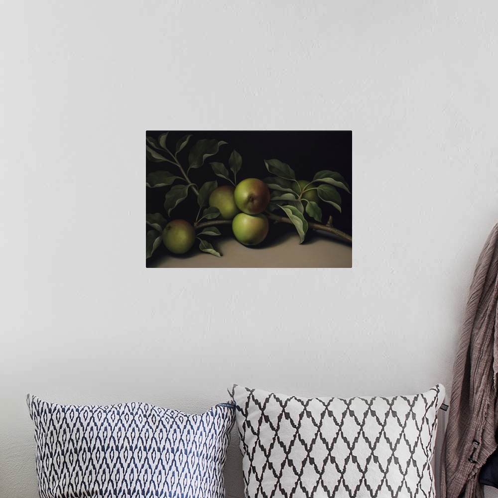 A bohemian room featuring Still Life With Apple Branch, 2018