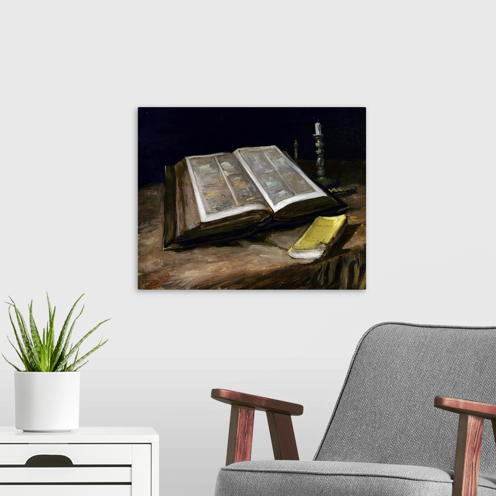 A modern room featuring Still Life With Bible