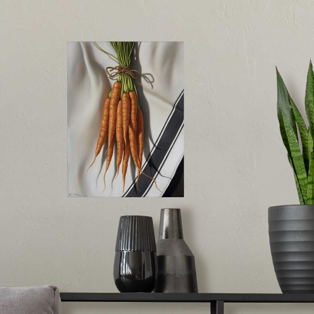 A modern room featuring Still Life With Carrots