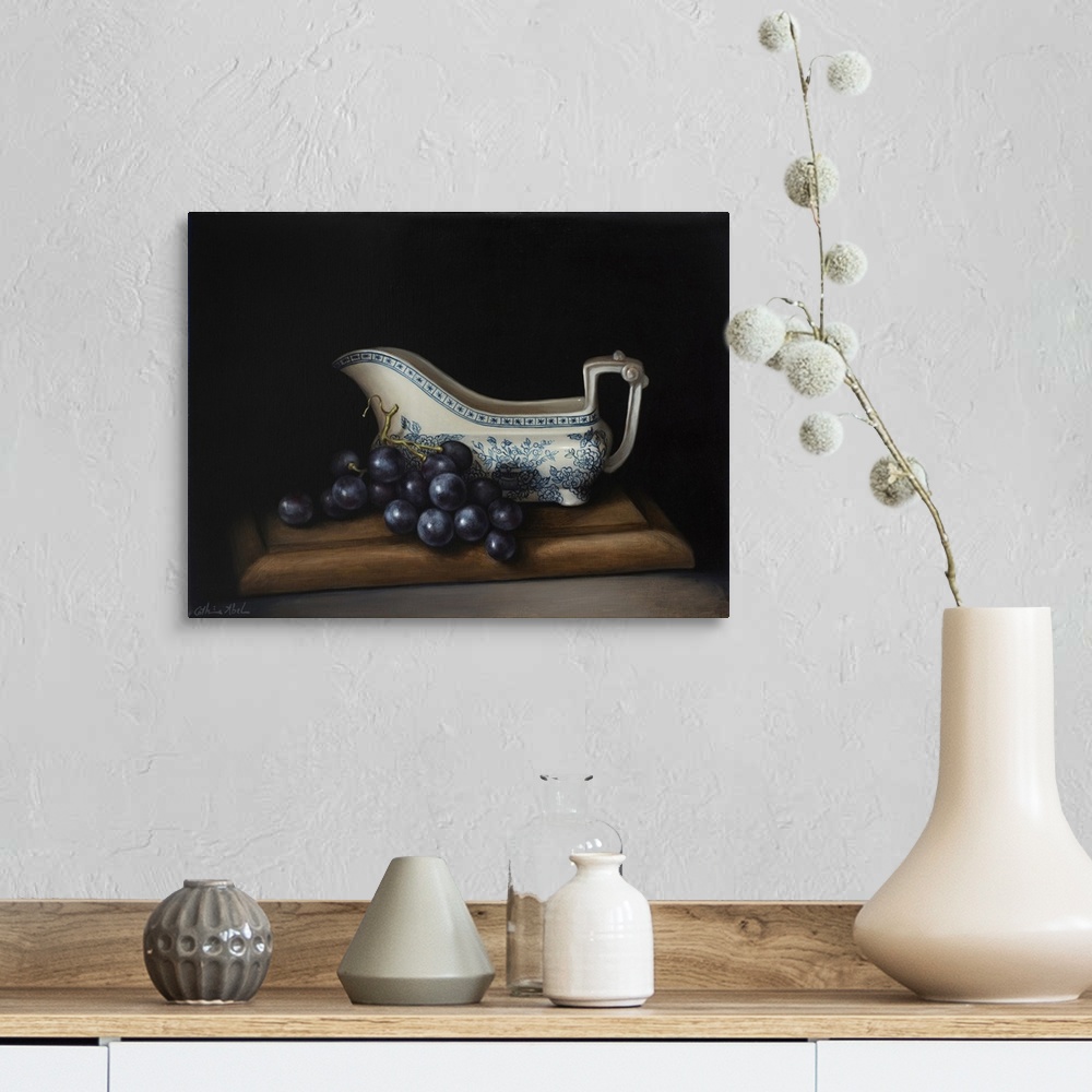A farmhouse room featuring Still Life With Grapes