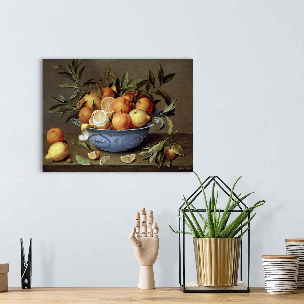 A bohemian room featuring Still Life with Oranges and Lemons in a Wan-Li Porcelain Dish