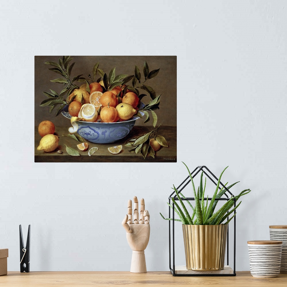A bohemian room featuring Still Life with Oranges and Lemons in a Wan-Li Porcelain Dish