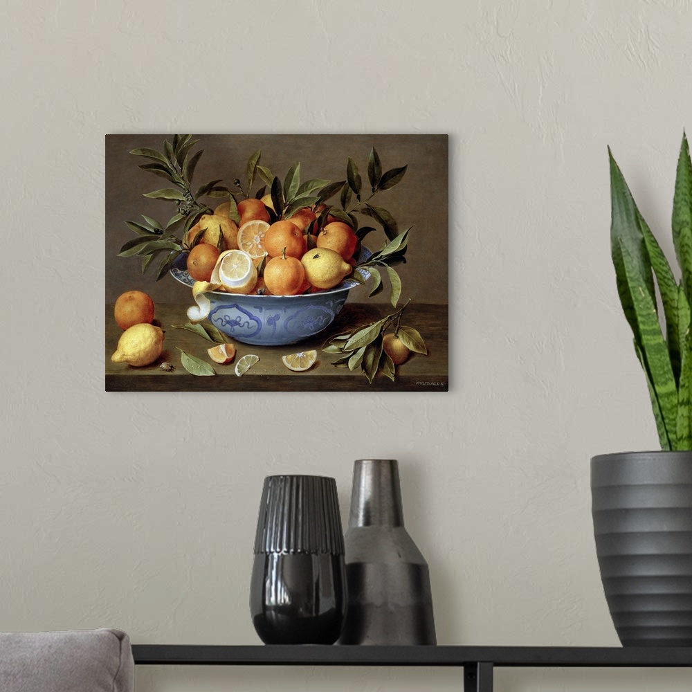 A modern room featuring Still Life with Oranges and Lemons in a Wan-Li Porcelain Dish