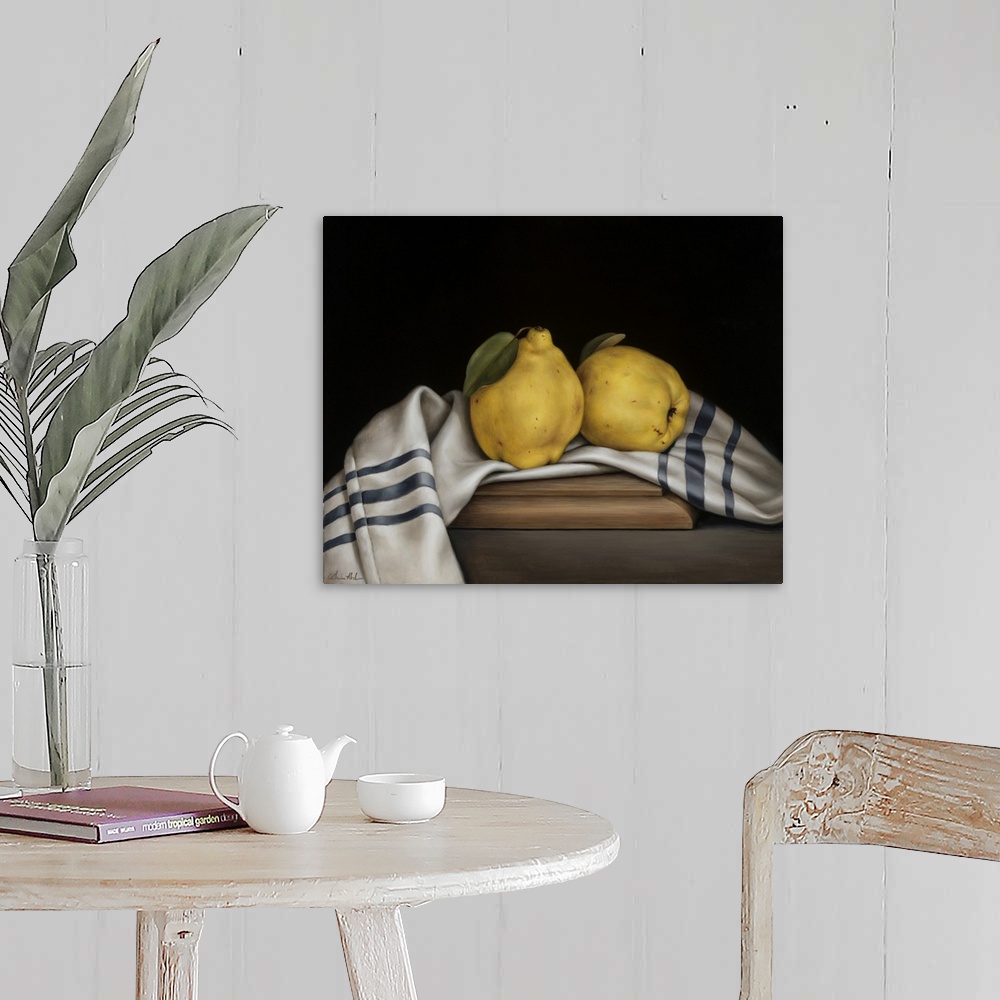 A farmhouse room featuring Still Life With Quinces