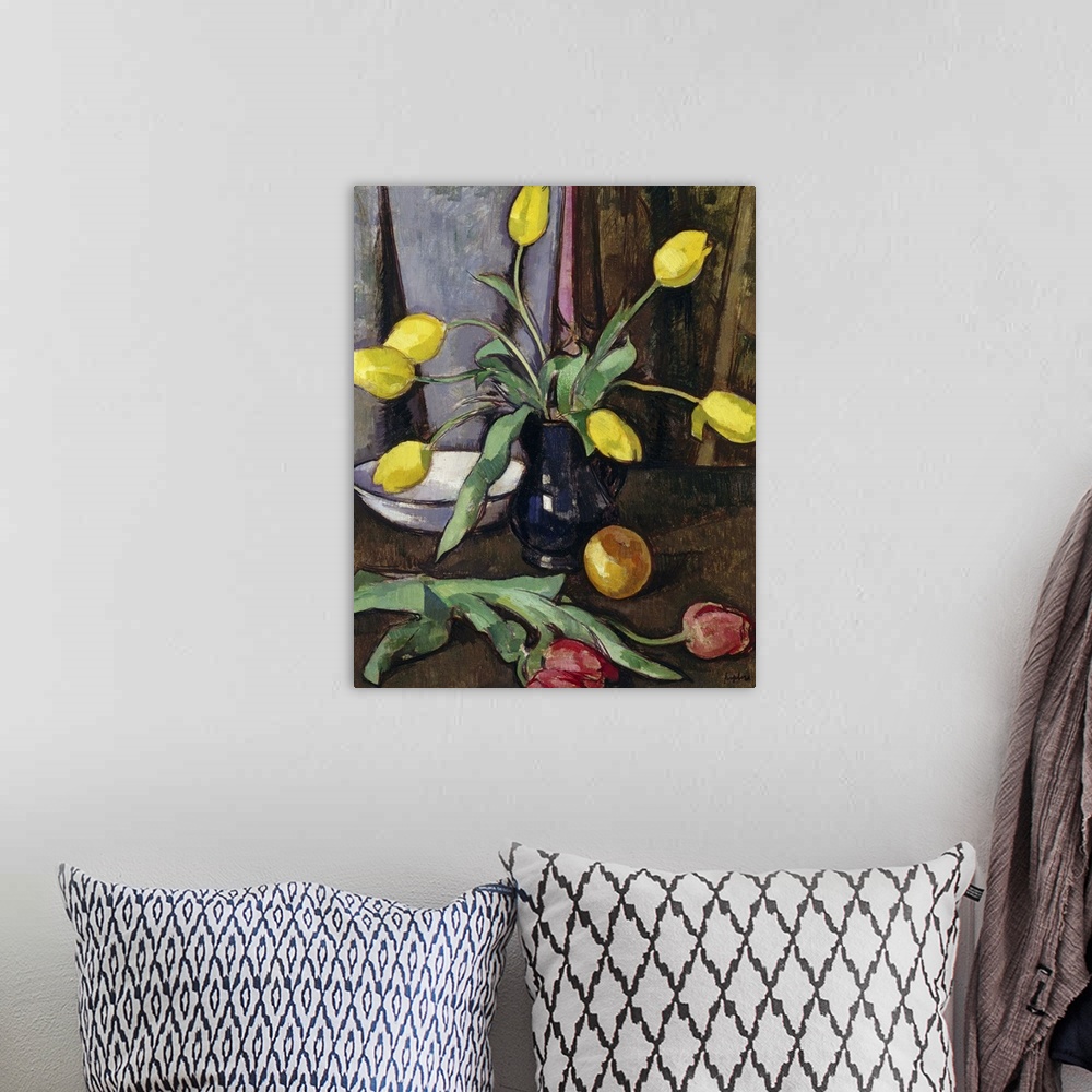 A bohemian room featuring Still-Life with Tulips