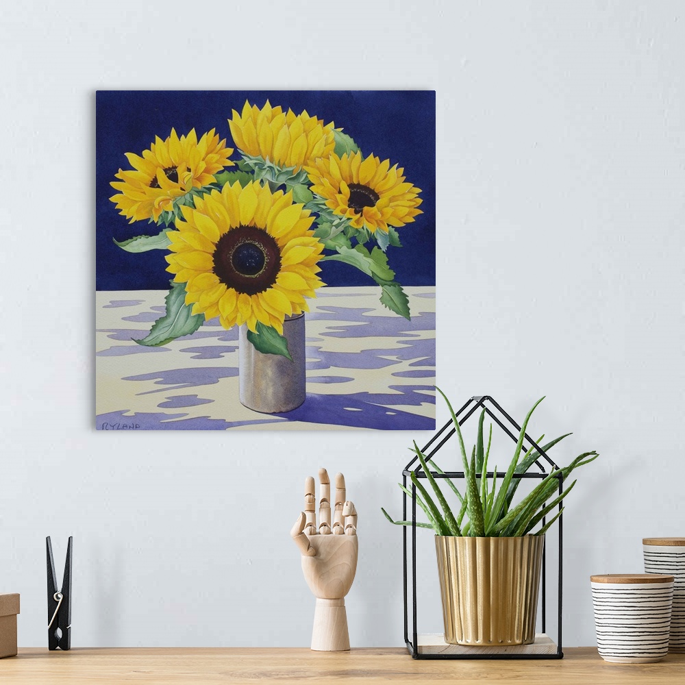 A bohemian room featuring Sunflower Still Life by Ryland, Christopher