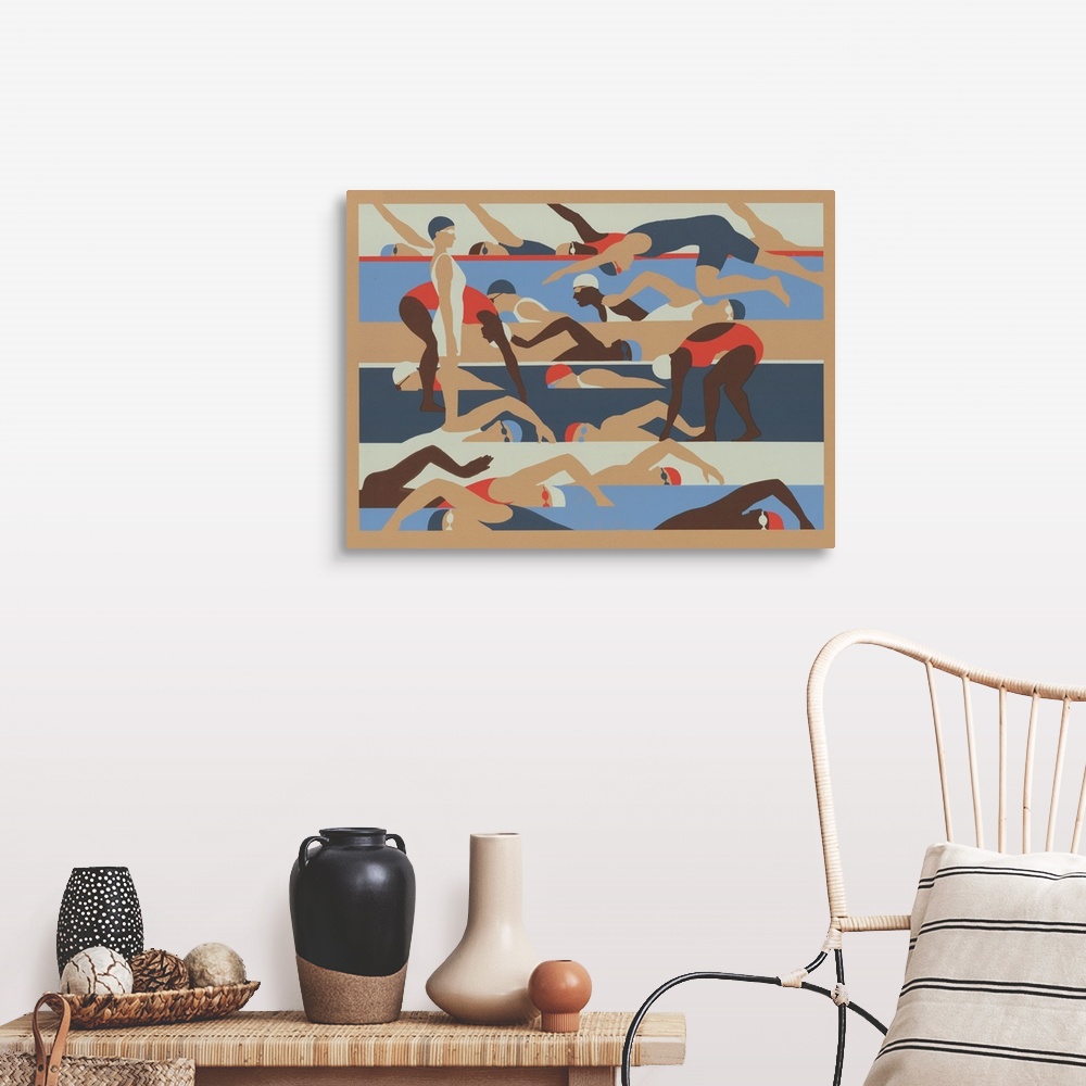 A farmhouse room featuring Swimmers
