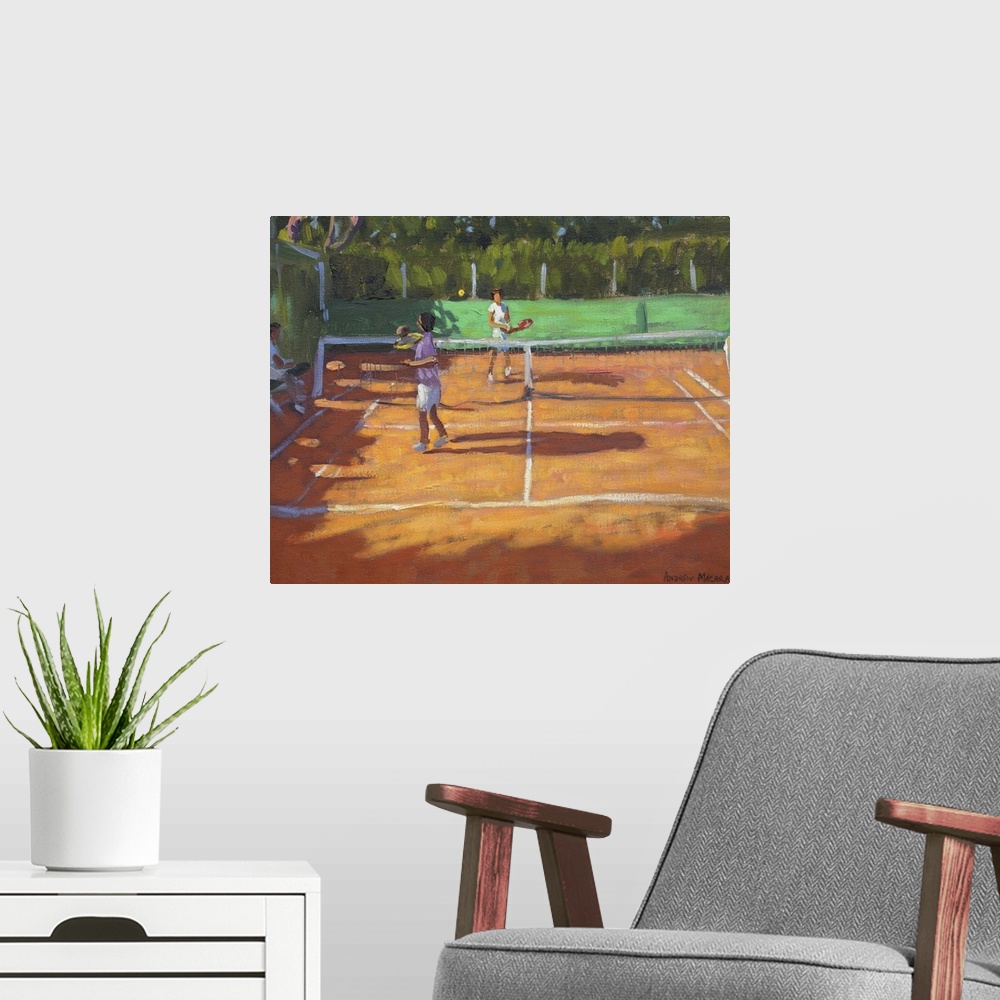 A modern room featuring Tennis Practice