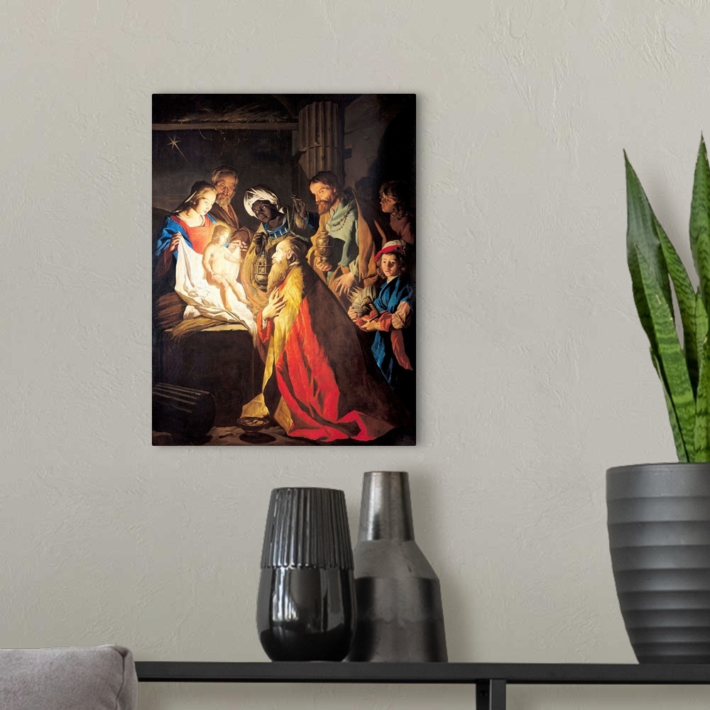 A modern room featuring The Adoration of the Magi