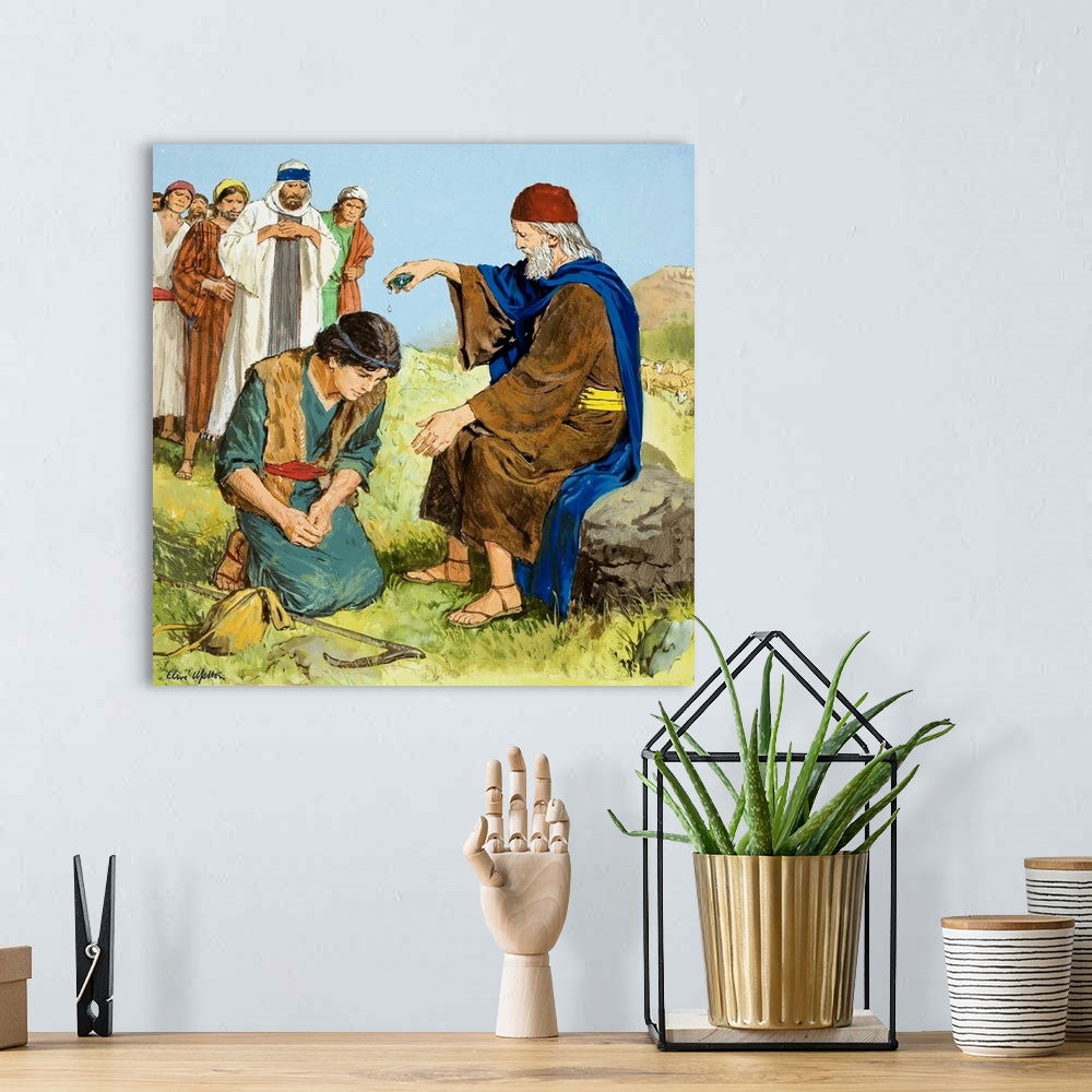 A bohemian room featuring The Story of David retold from the First Book of Samuel in the Bible: The Anointing of David. Ori...