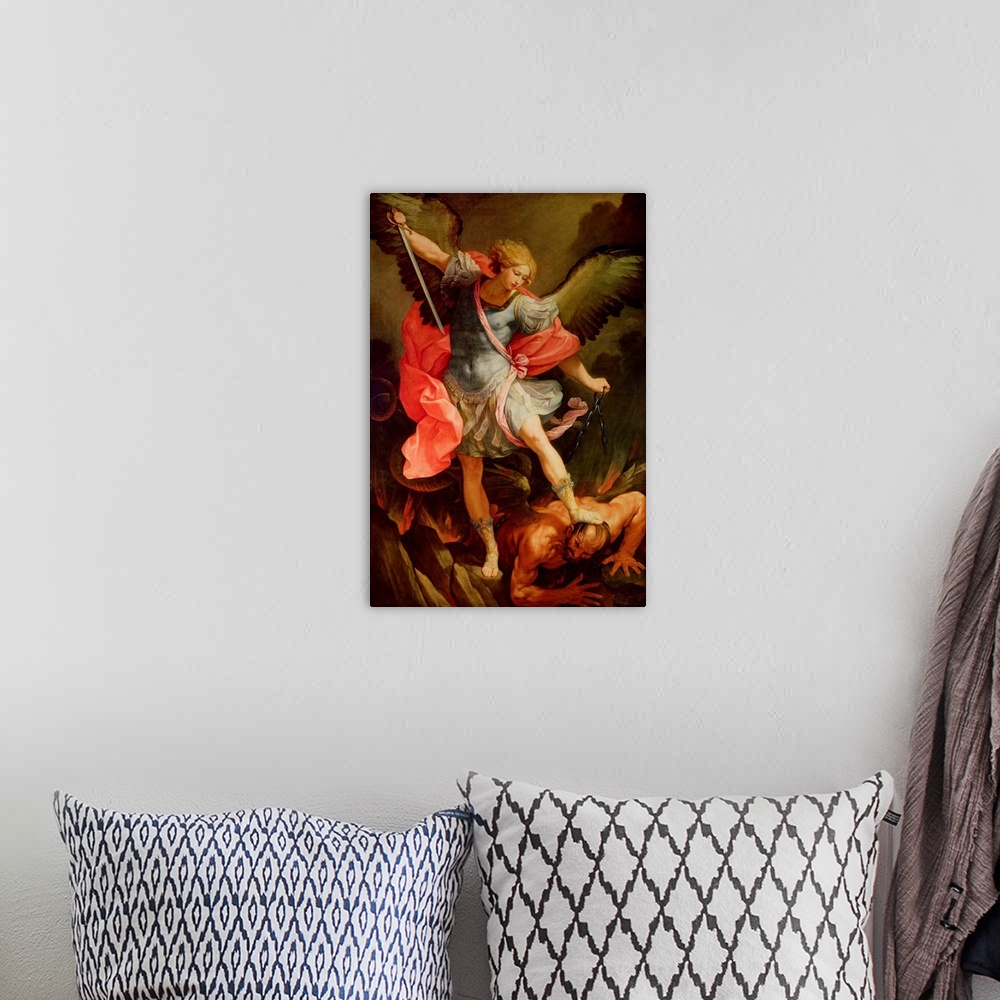 A bohemian room featuring Saint Michel Archange terrassant Satan;