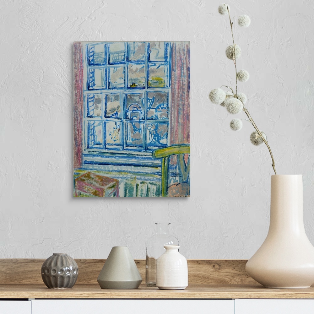 A farmhouse room featuring Originally oil and pastel on paper.