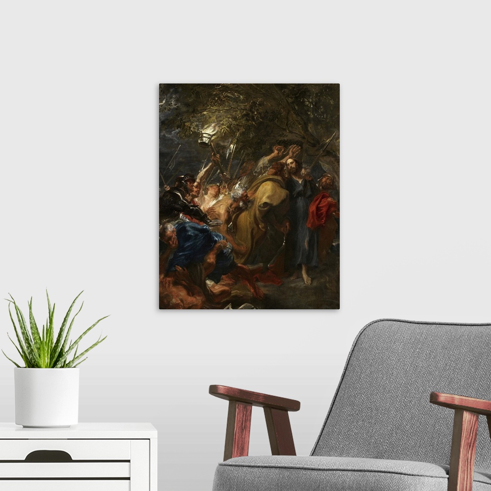 A modern room featuring The Betrayal of Christ, c.1618-20