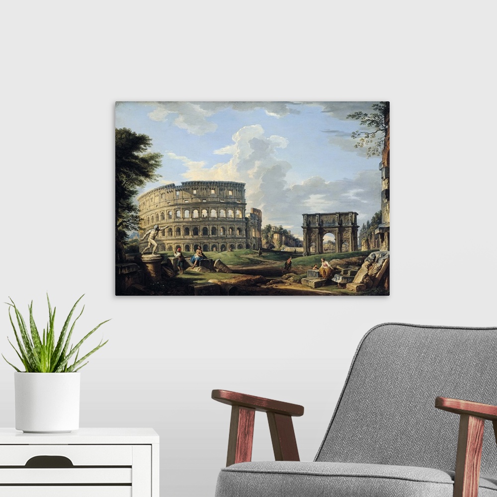 A modern room featuring Le Colisee et l'Arc de Constantin;
