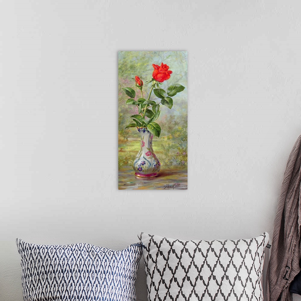 A bohemian room featuring The Crimson Rose, a Messenger of Love