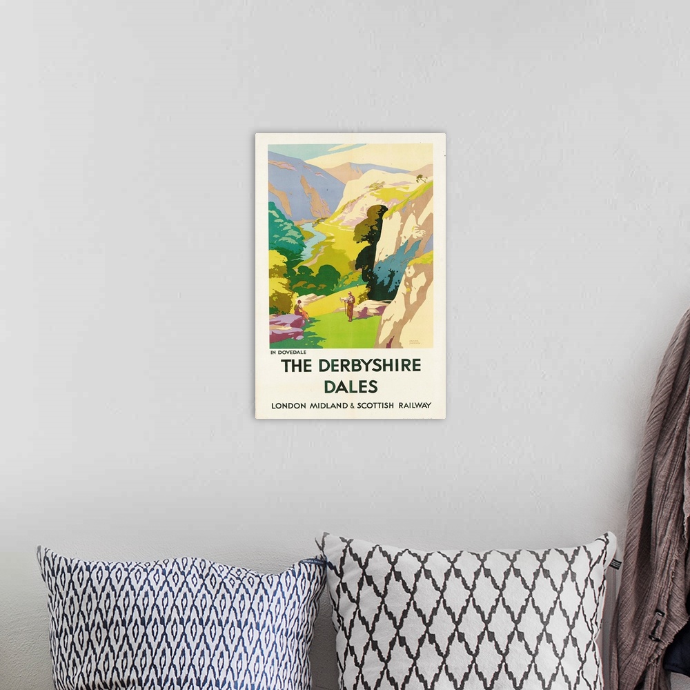 A bohemian room featuring 'The Derbyshire Dales', poster advertising London Midland