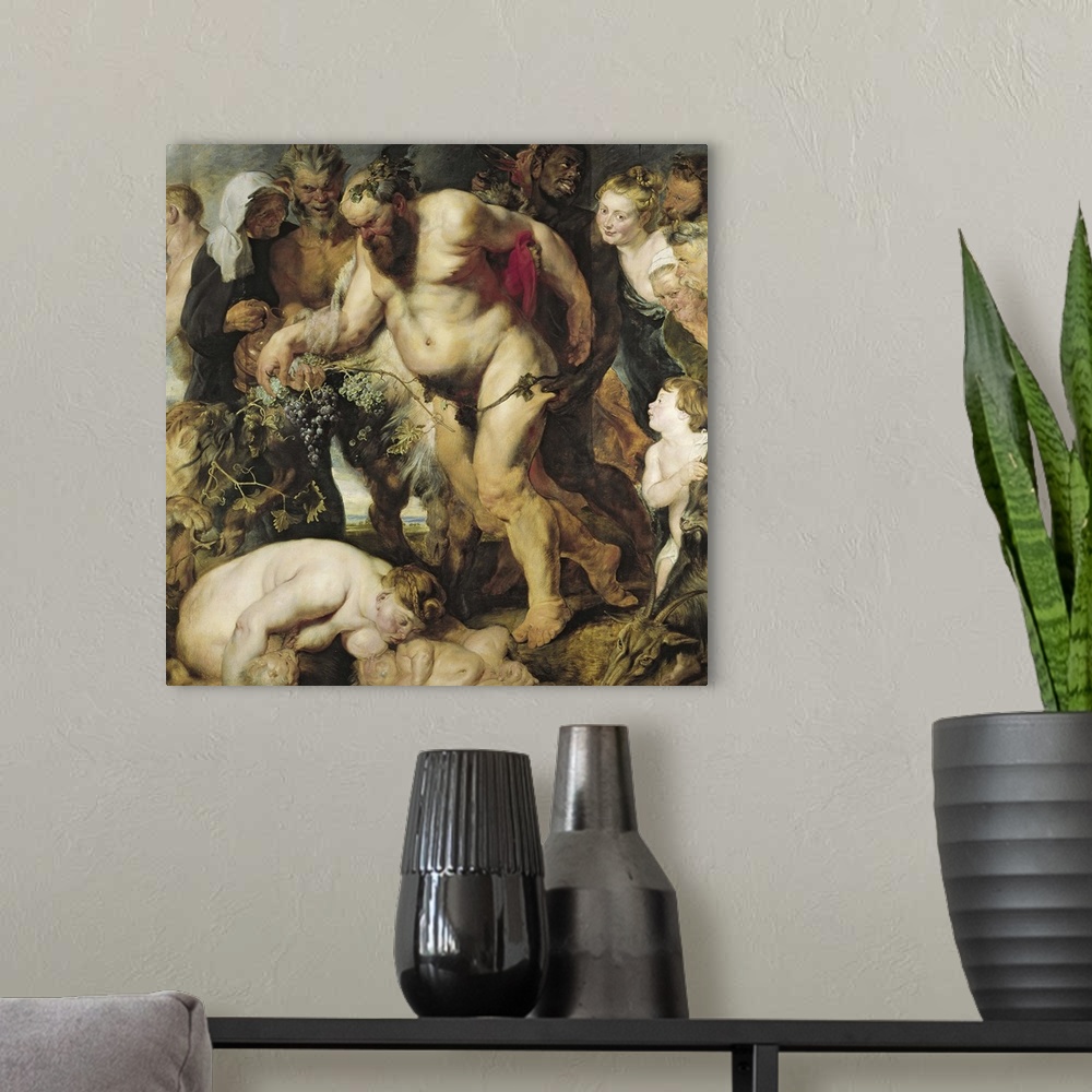 A modern room featuring XIR203214 The Drunken Silenus, c.1617-18 (oil on panel)  by Rubens, Peter Paul (1577-1640); 205x2...