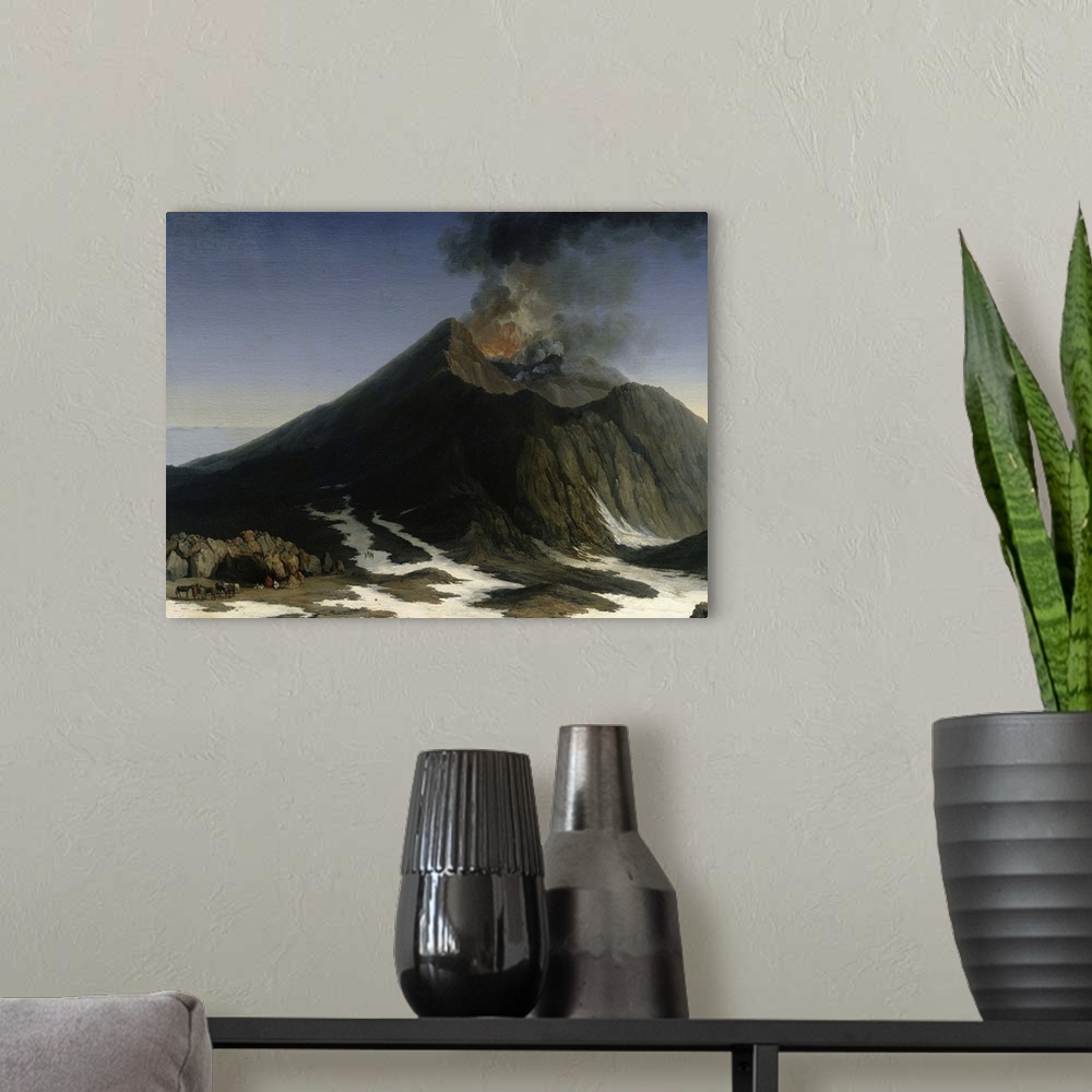 A modern room featuring The Eruption of Etna