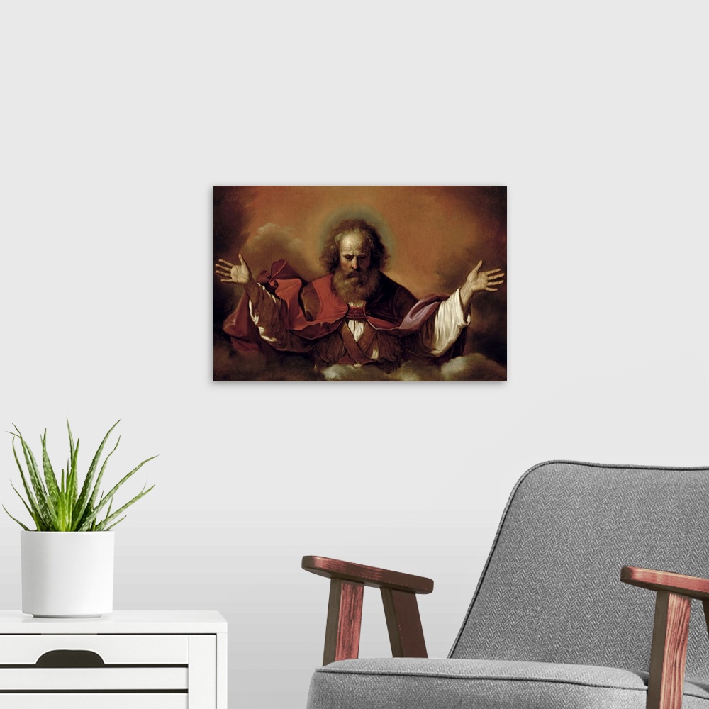 A modern room featuring The Eternal Father