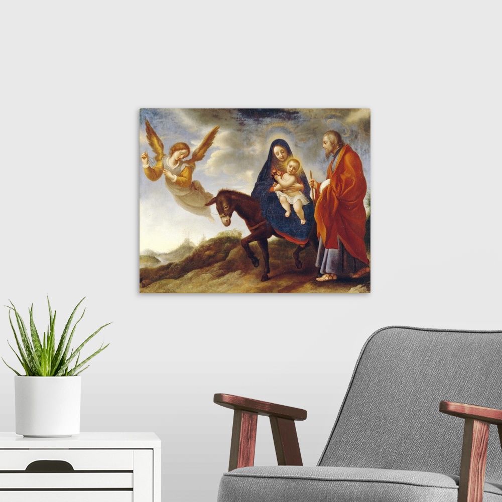 A modern room featuring The Flight into Egypt, c.1648-50