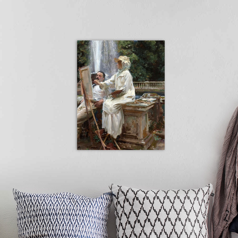 A bohemian room featuring The Fountain, Villa Torlonia, Frascati, Italy, 1907, oil on canvas.