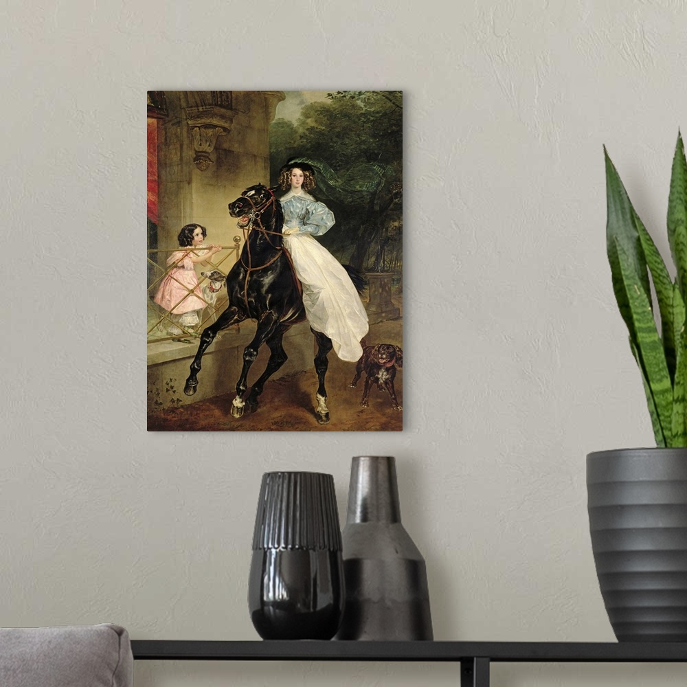 A modern room featuring BAL56611 The Horsewoman, Portrait of Giovanina and Amacilia Paccini, wards of Countess Samoilova,...