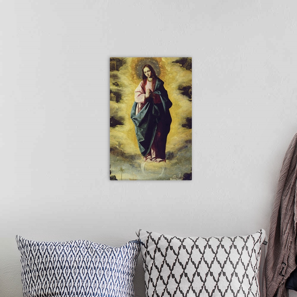 A bohemian room featuring XIR38694 The Immaculate Conception, c.1630-35 (oil on canvas)  by Zurbaran, Francisco de (1598-16...