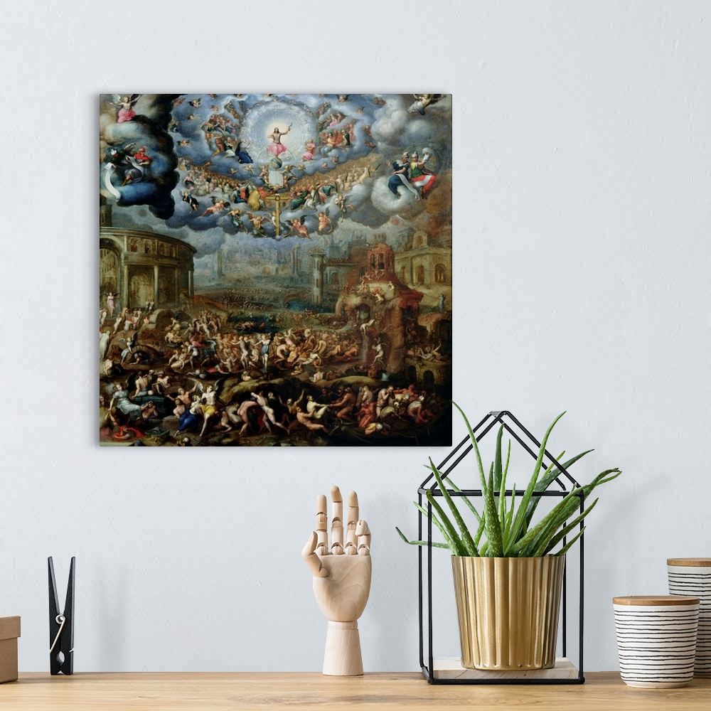 A bohemian room featuring XIR33758 The Last Judgement (oil on canvas)  by Cousin, Jean the Younger (1522-94); 145x142 cm; L...