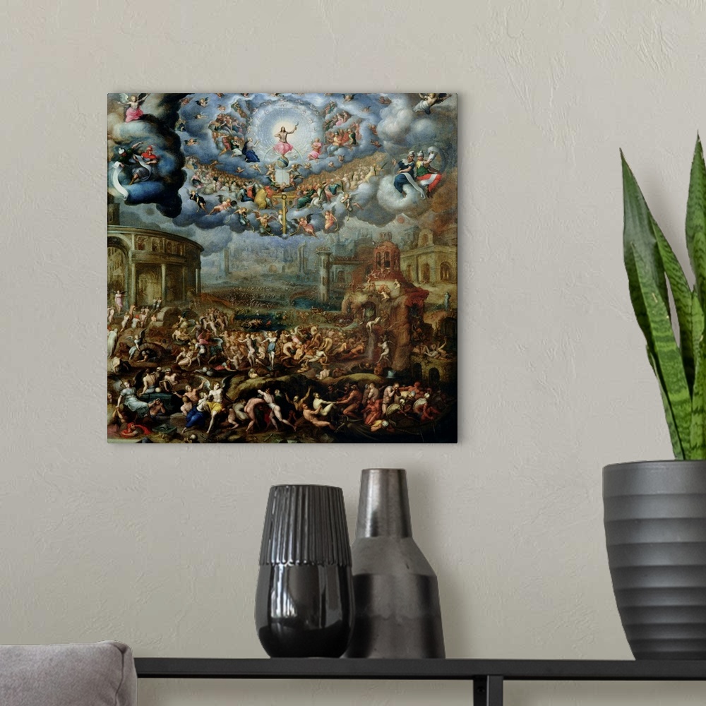 A modern room featuring XIR33758 The Last Judgement (oil on canvas)  by Cousin, Jean the Younger (1522-94); 145x142 cm; L...