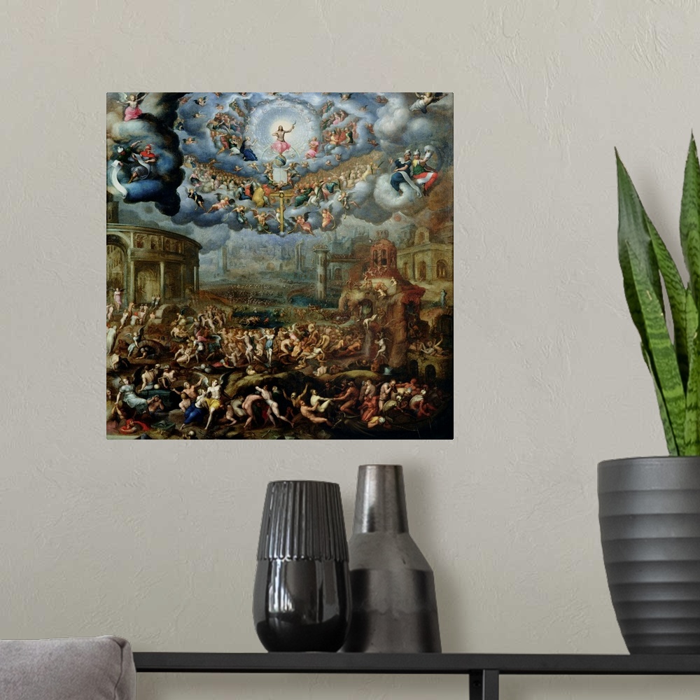 A modern room featuring XIR33758 The Last Judgement (oil on canvas)  by Cousin, Jean the Younger (1522-94); 145x142 cm; L...