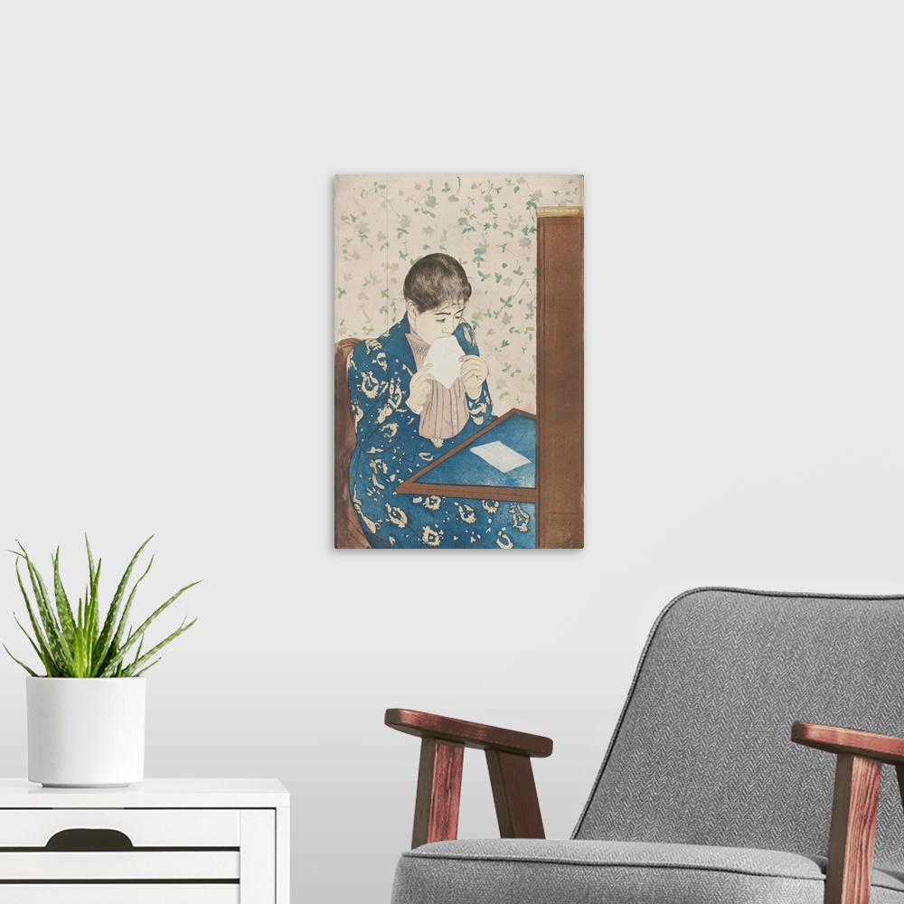A modern room featuring Originally drypoint and aquatint on paper.