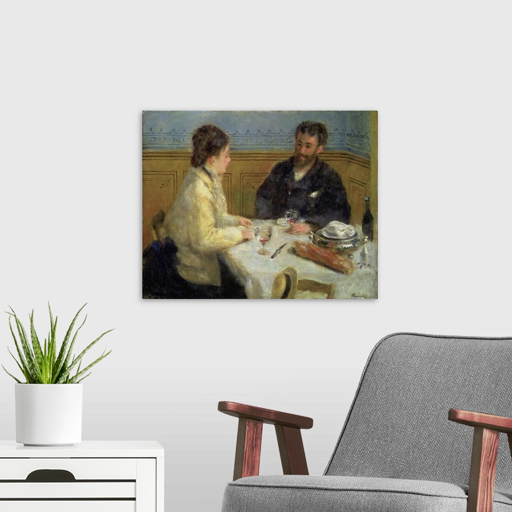 A modern room featuring The Luncheon, 1879 (Originally oil on canvas)