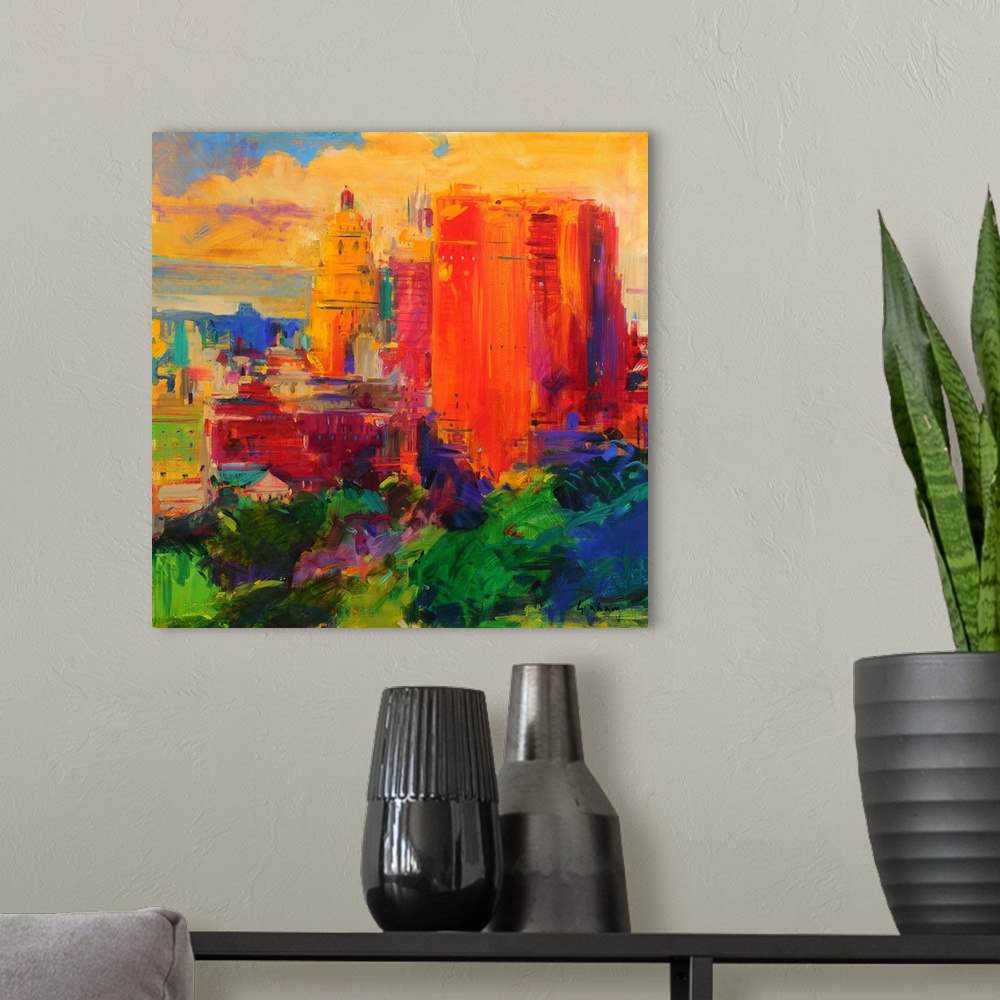 A modern room featuring The Majestic, New York (originally oil on canvas) by Graham, Peter
