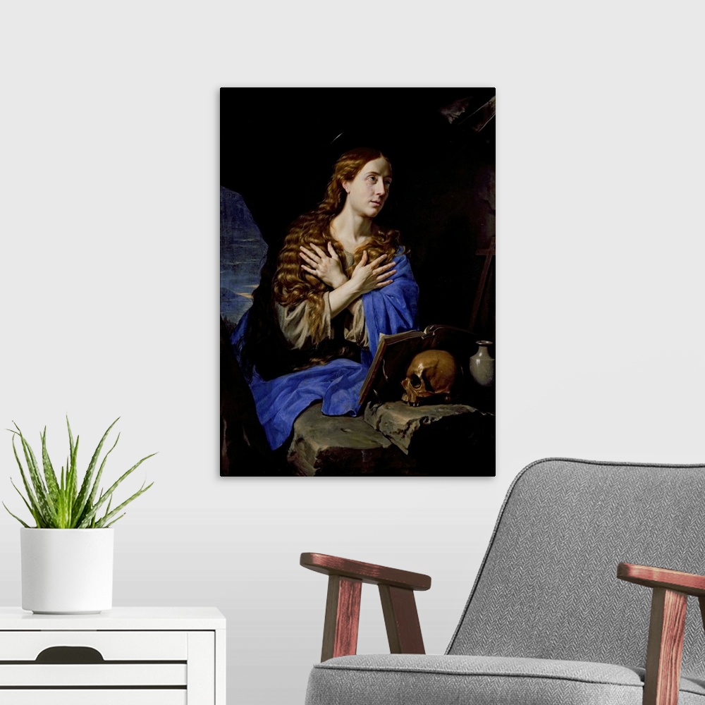 A modern room featuring The Penitent Magdalene, 1657