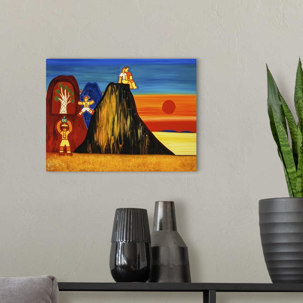 A modern room featuring The quiver tree in the cave, 2003. Originally oil on linen.