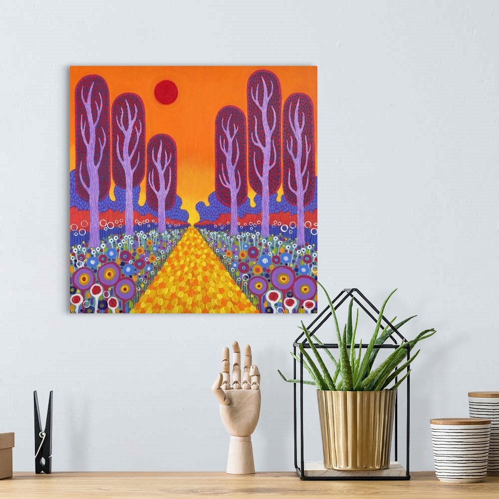 A bohemian room featuring The Road To Fauvesville, 2013, (acrylic on canvas)