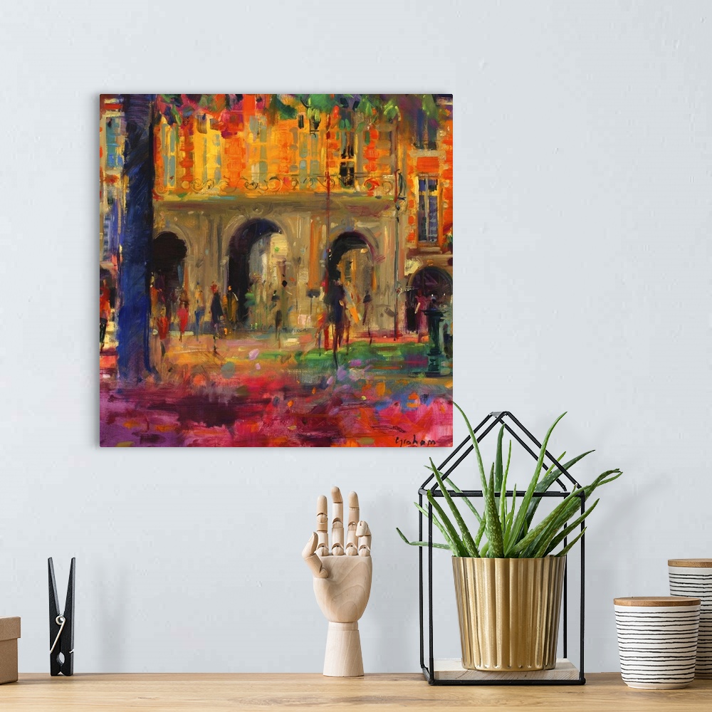A bohemian room featuring GHM350113 The Royal Pavillion, Place des Vosges (oil on canvas)  by Graham, Peter (Contemporary A...