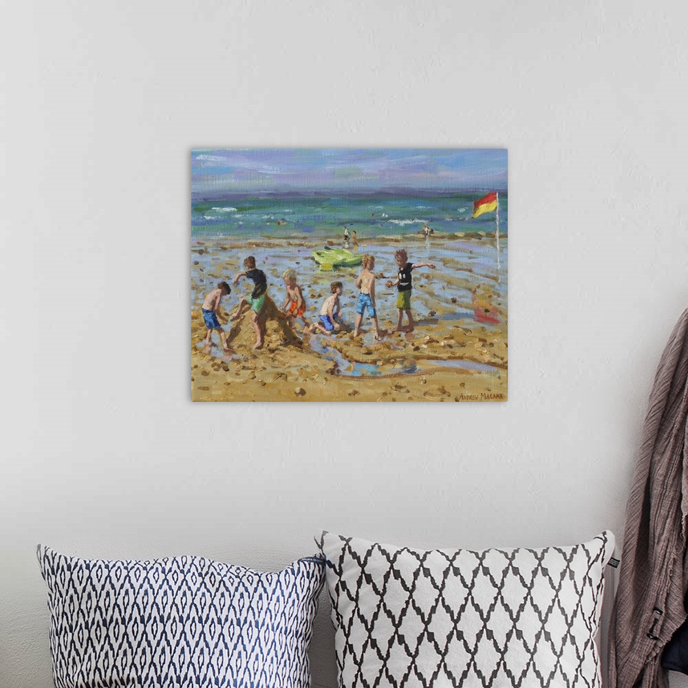 A bohemian room featuring The sandcastle, Wells Next The Sea, Norfolk, 2019. Originally oil on canvas.