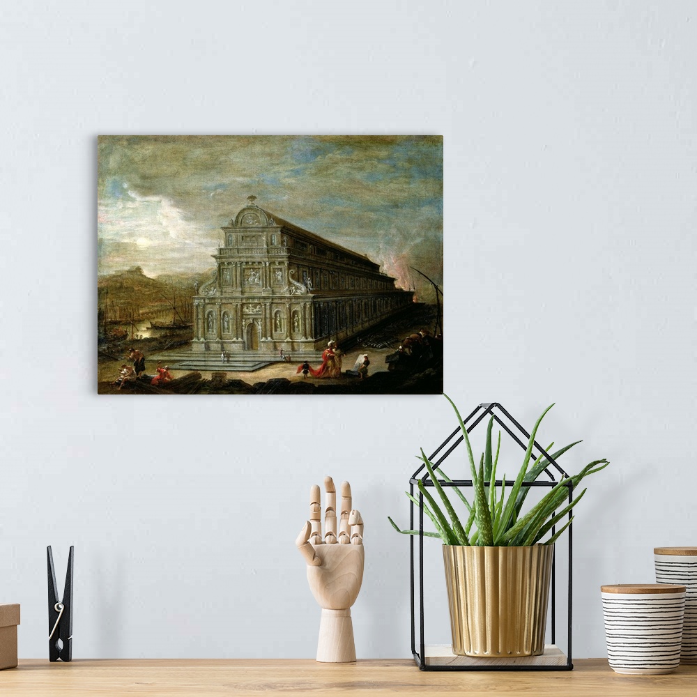 A bohemian room featuring XIR28043 The Seven Wonders of the World: The Temple of of Diana at Ephesus (oil on canvas)  by Eh...