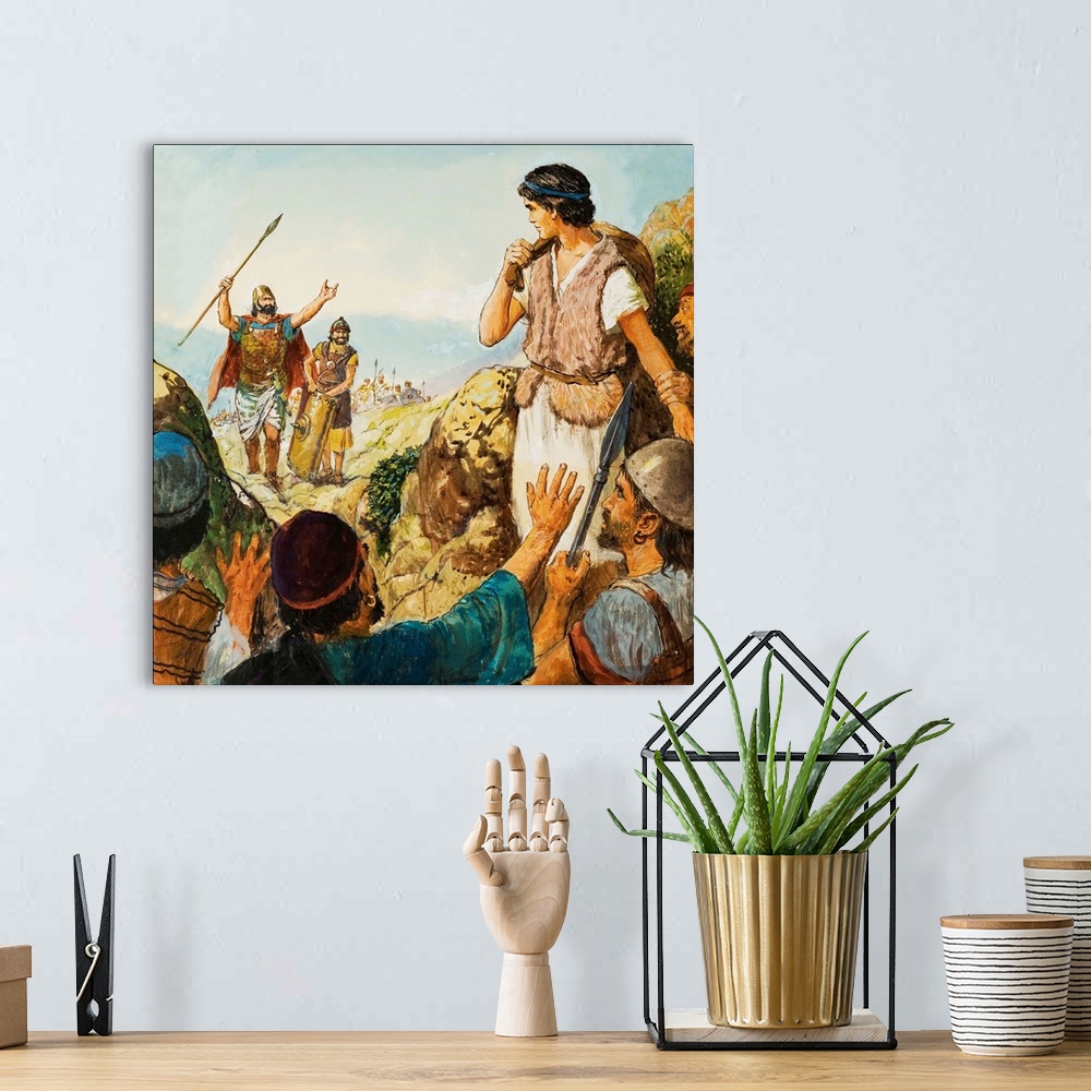 A bohemian room featuring The Story of David retold from the First Book of Samuel in the Bible. Original artwork for illust...