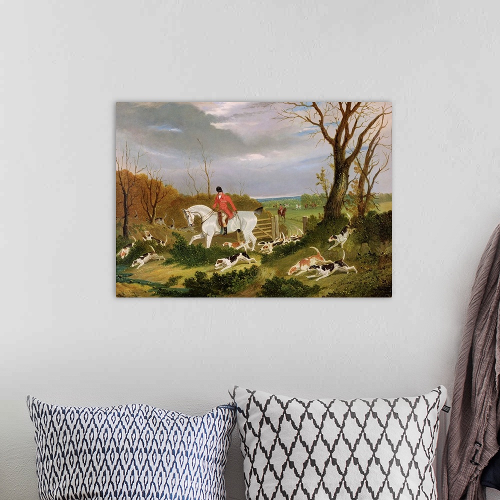 A bohemian room featuring XYC158549 The Suffolk Hunt - Going to Cover near Herringswell (oil on canvas) by Herring Snr, Joh...