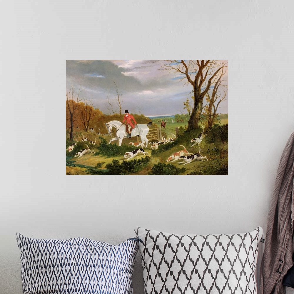 A bohemian room featuring XYC158549 The Suffolk Hunt - Going to Cover near Herringswell (oil on canvas) by Herring Snr, Joh...