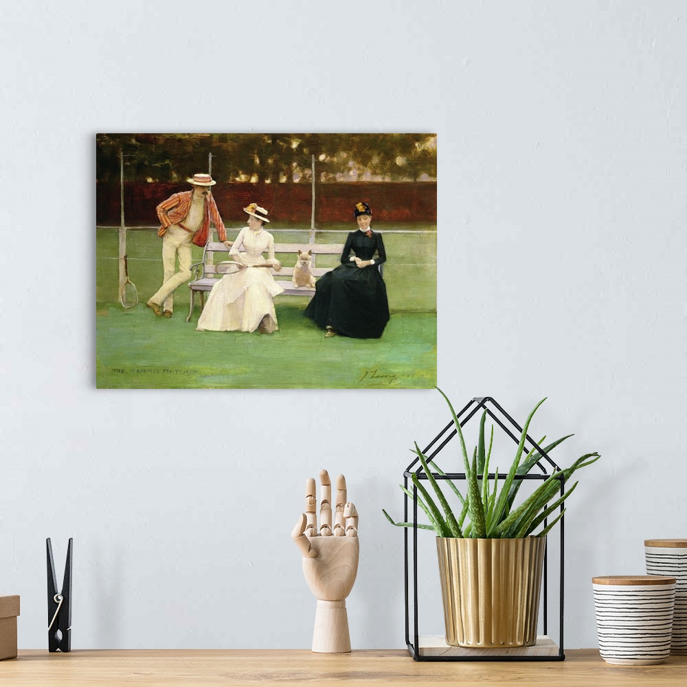 A bohemian room featuring The Tennis Match (Originally oil on canvas)