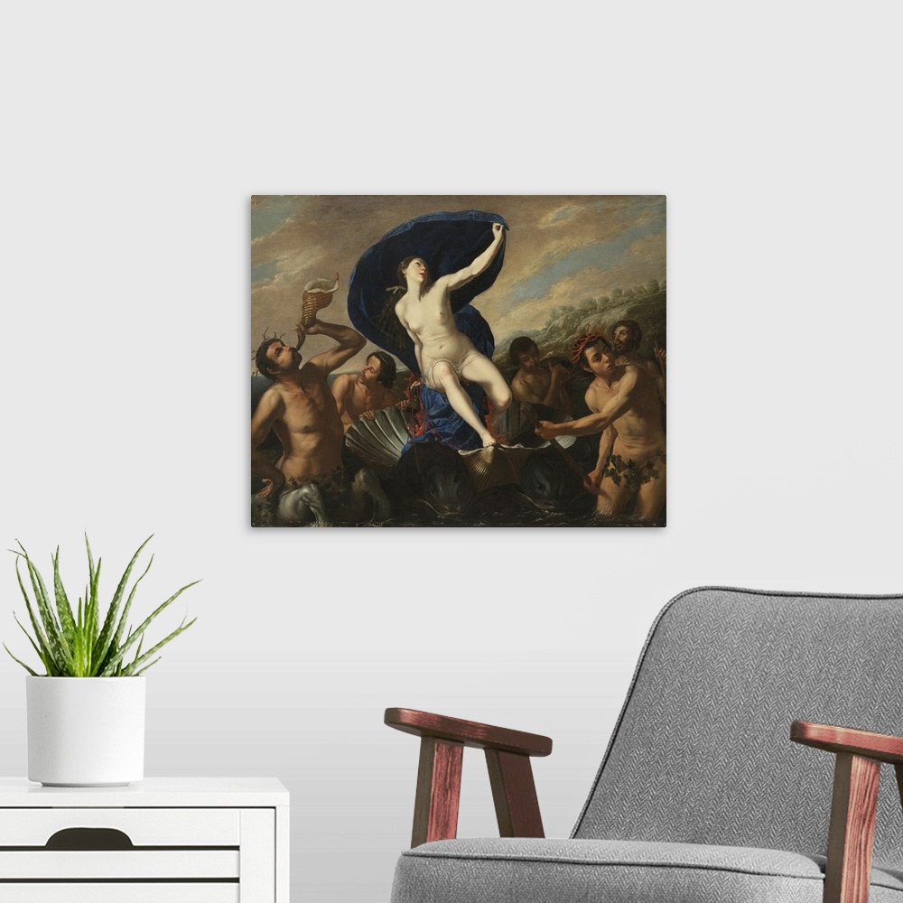 A modern room featuring The Triumph of Galatea. Originally oil on canvas.