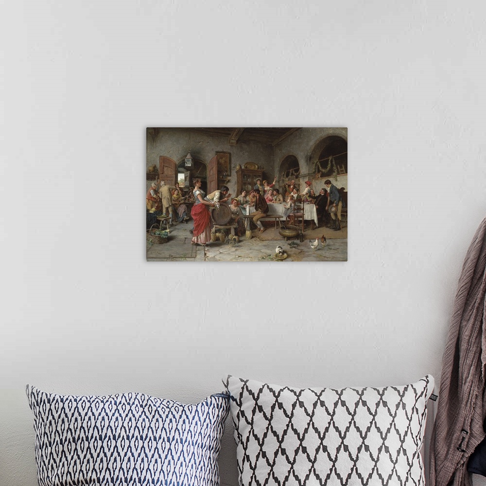 A bohemian room featuring The Wedding Party (oil on canvas)