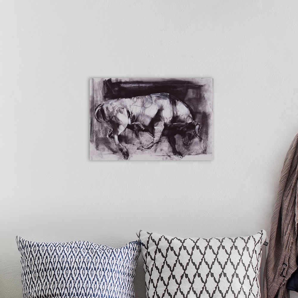 A bohemian room featuring Originally charcoal on paper