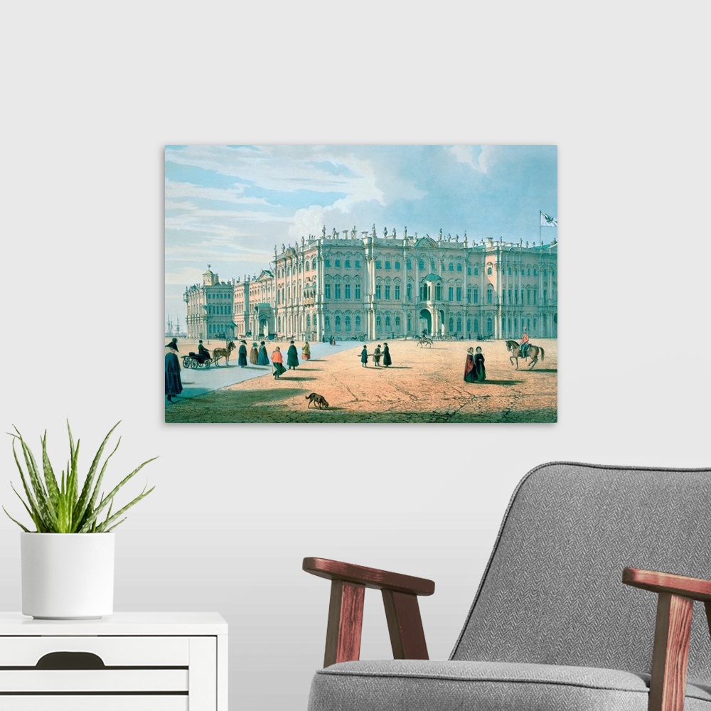 A modern room featuring The Winter Palace as seen from Palace Passage, St. Petersburg, c.1840
