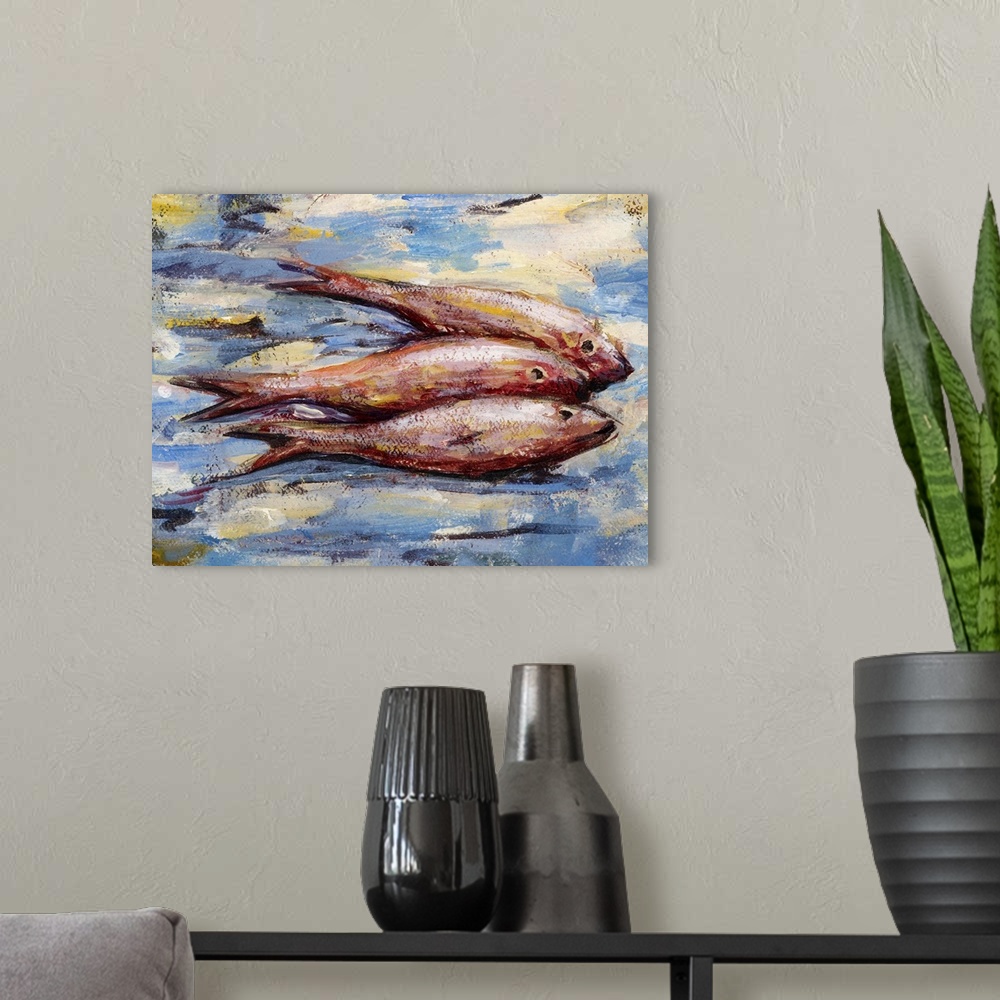 A modern room featuring Three Fish